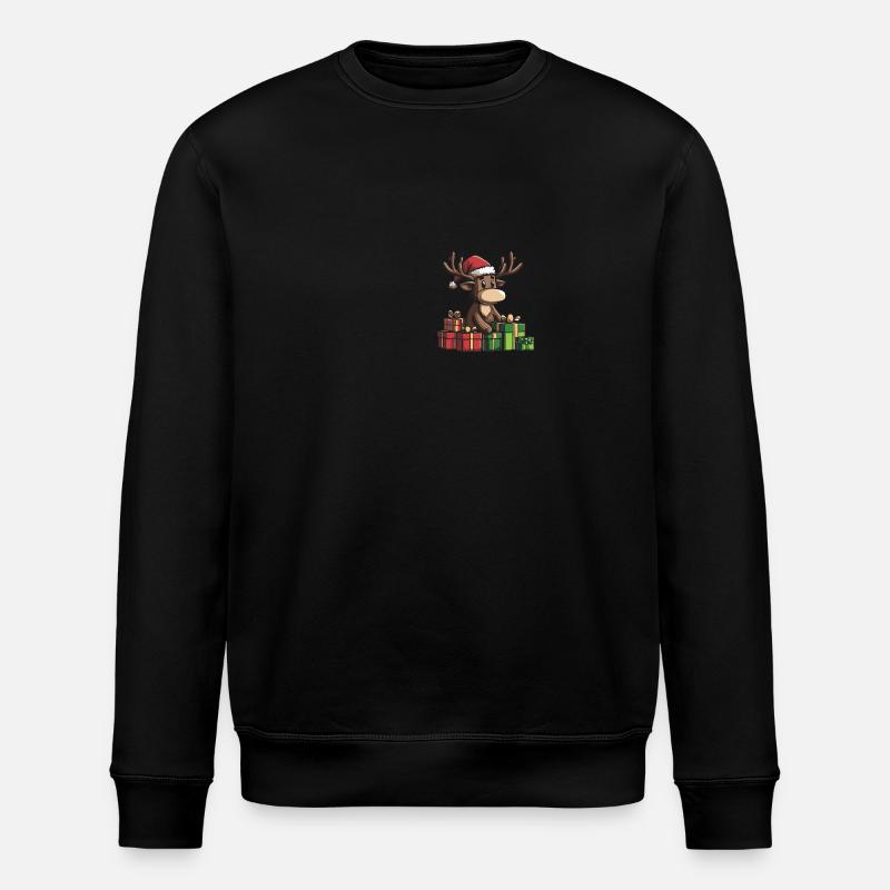 Moose Christmas Comic Gifts - Stanley/Stella ROLLER Unisex Organic Sweatshirt - black