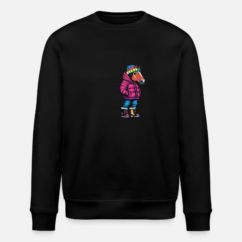 Pferd Lustig Winter - Stanley/Stella Unisex Bio-Sweatshirt ROLLER - Schwarz