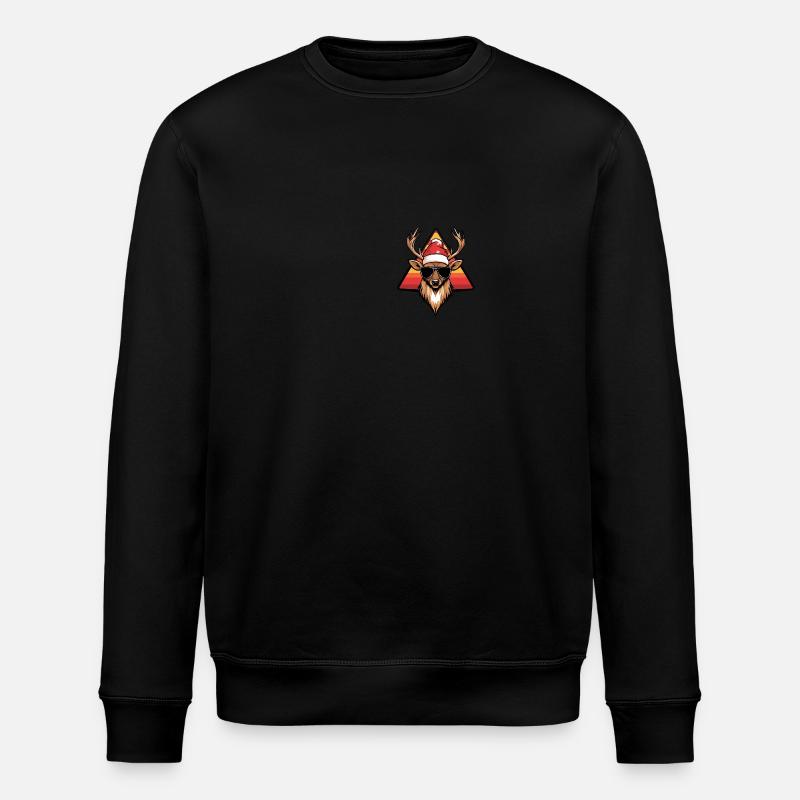 Deer Christmas Cool - Stanley/Stella ROLLER Unisex Organic Sweatshirt - black