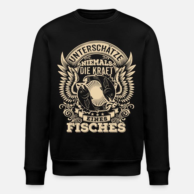 Fisch - Sternzeichen - Unterschätze niemals - Stanley/Stella Unisex Bio-Sweatshirt ROLLER - Schwarz