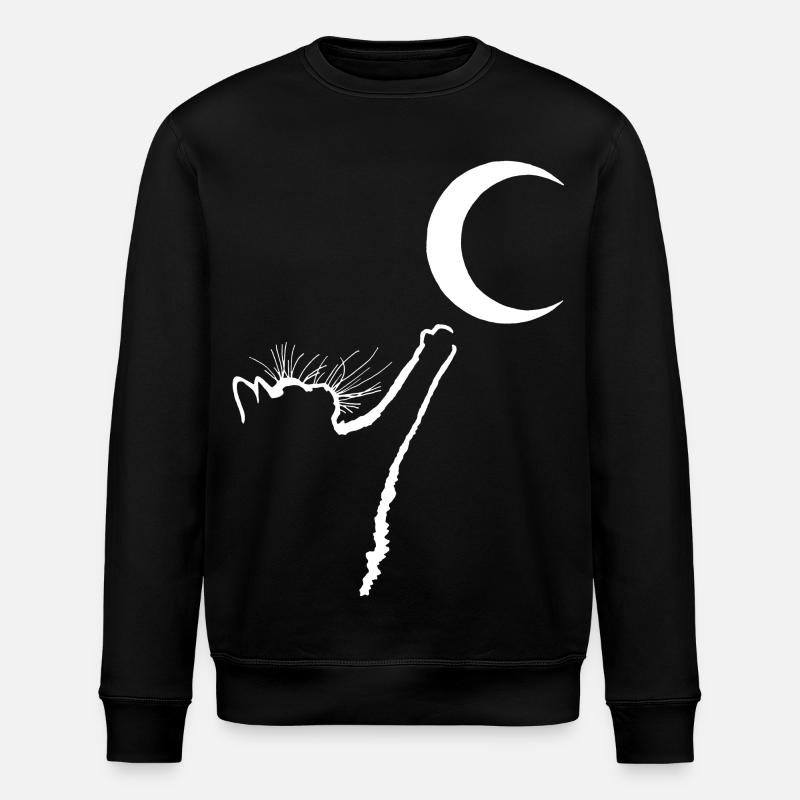 Die Katze und der Mond - Stanley/Stella Unisex Bio-Sweatshirt ROLLER - Schwarz