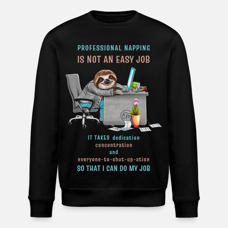Lustiges Faultier Spruch Professional Napping - Stanley/Stella Unisex Bio-Sweatshirt ROLLER - Schwarz