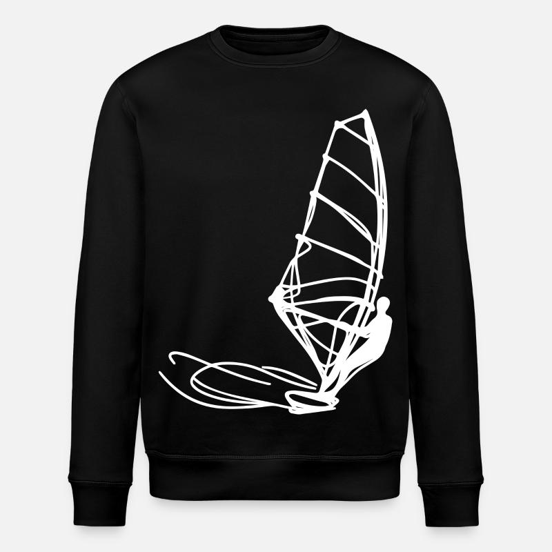 Windsurfer Drawing - Stanley/Stella ROLLER Unisex Organic Sweatshirt - black