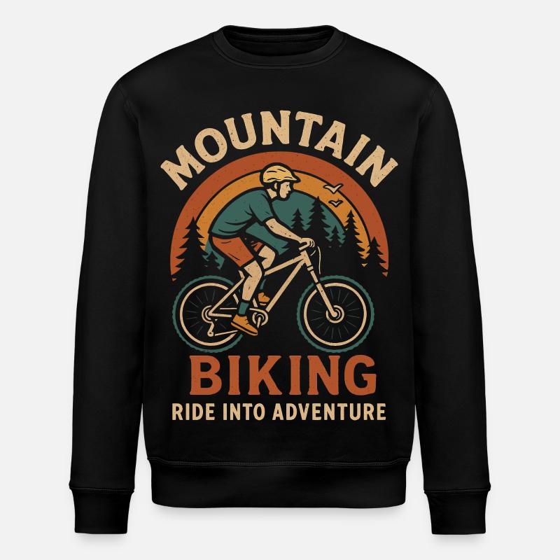 Mountainbike-Abenteuer-Design - Stanley/Stella Unisex Bio-Sweatshirt ROLLER - Schwarz