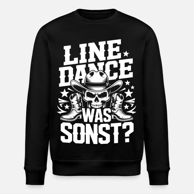Line Dance Skull Cowboy - Stanley/Stella ROLLER Unisex Organic Sweatshirt - black