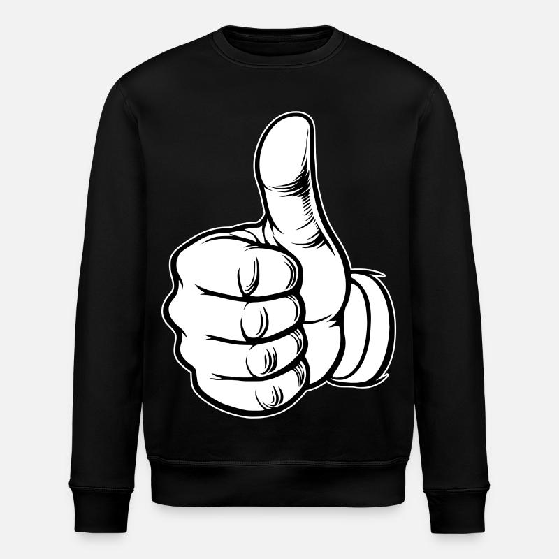 OK thumbs-up hand icon - Stanley/Stella ROLLER Unisex Organic Sweatshirt - black