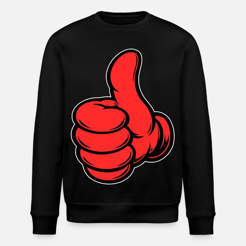 OK Comic Daumenhoch Handsymbol rot - Stanley/Stella Unisex Bio-Sweatshirt ROLLER - Schwarz