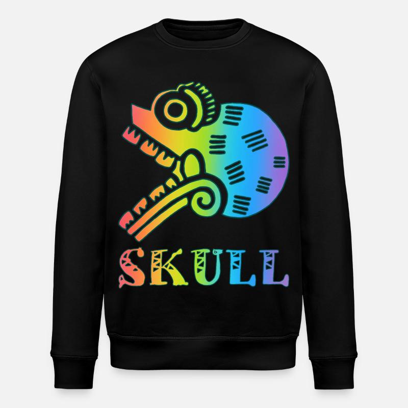 Mehrfarbiger Stammesschädel - Stanley/Stella Unisex Bio-Sweatshirt ROLLER - Schwarz
