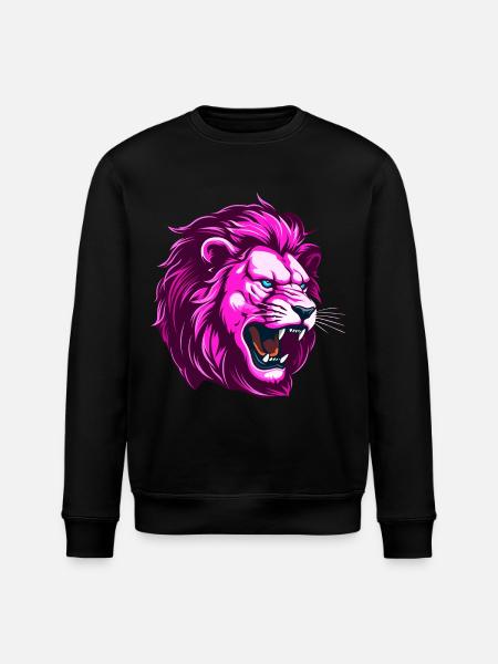 Pink Lion Head - Stanley/Stella ROLLER Unisex Organic Sweatshirt - black