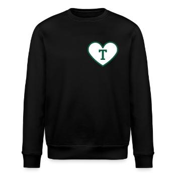 Lettre t cœur sport tendance vert - idée cadeau - Sweat bio ROLLER Stanley/Stella Unisexe - noir - Devant - Nik (191cm)