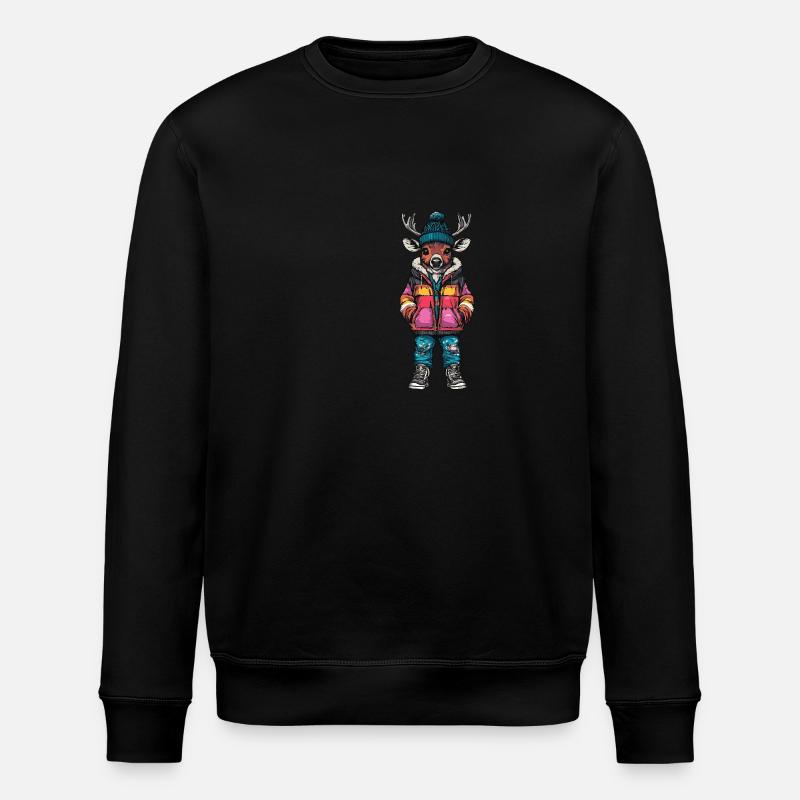 Deer Funny Winter - Stanley/Stella ROLLER Unisex Organic Sweatshirt - black