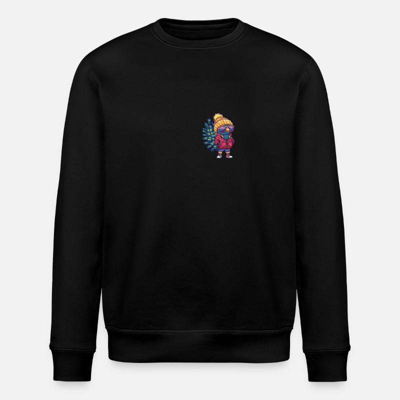 Peacock Bird Winter - Stanley/Stella ROLLER Unisex Organic Sweatshirt - black