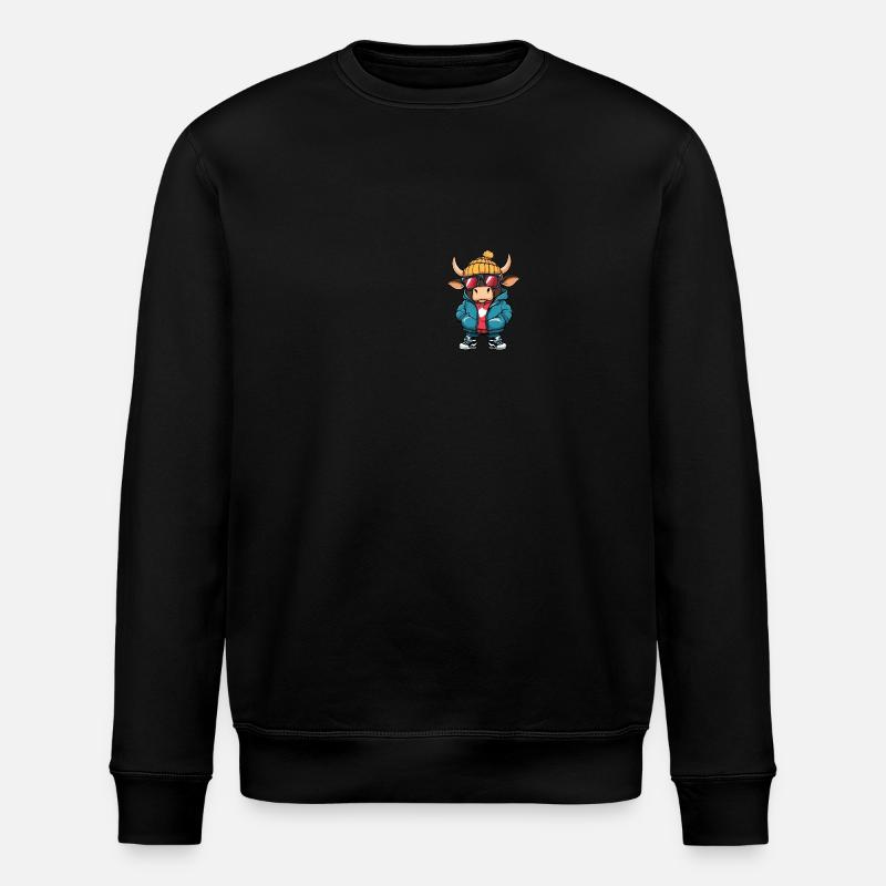 Stier Winter Comic - Stanley/Stella Unisex Bio-Sweatshirt ROLLER - Schwarz