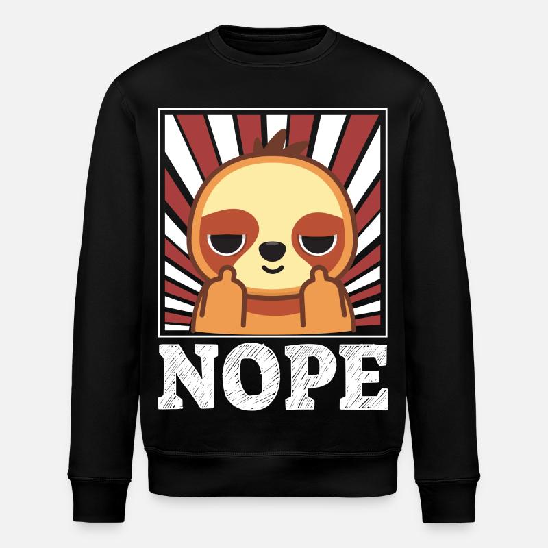 Nope - Faultier mit Mittelfinger - Stanley/Stella Unisex Bio-Sweatshirt ROLLER - Schwarz