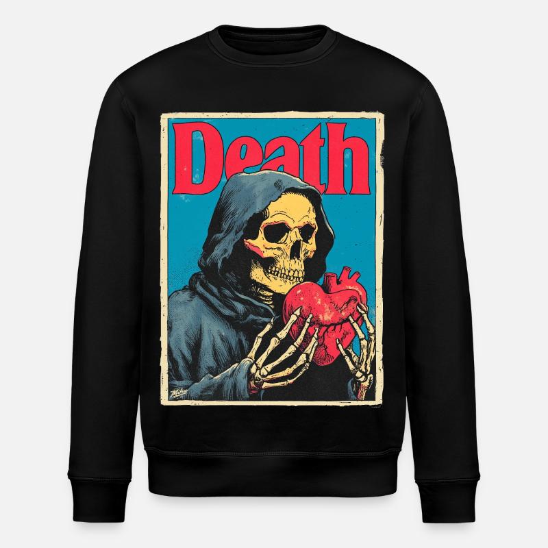 Death with Heart Skeleton - Stanley/Stella ROLLER Unisex Organic Sweatshirt - black
