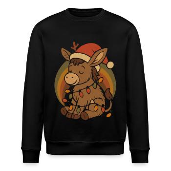 Retro Vintage Esel Elfe Weihnachten Geschenk - Stanley/Stella Unisex Bio-Sweatshirt ROLLER - Schwarz - Vorne - Nik (191cm)