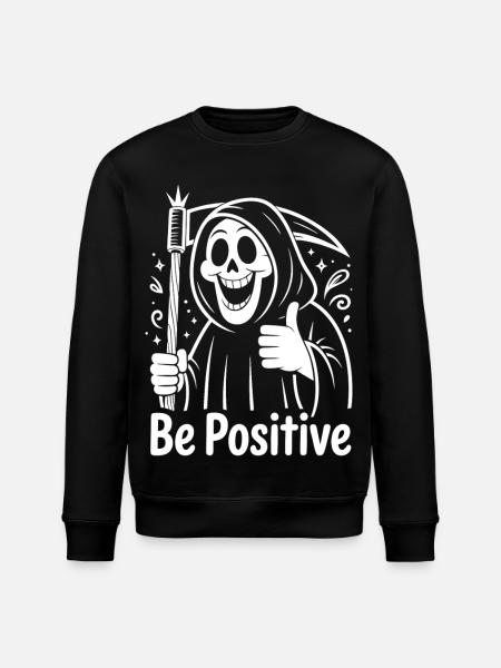 Be Positive Sensenmann Cartoon - Stanley/Stella Unisex Bio-Sweatshirt ROLLER - Schwarz