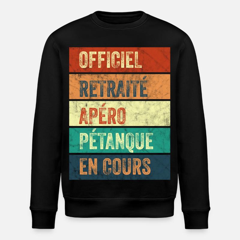 Retraite Apéro Pétanque - Sweat bio ROLLER Stanley/Stella Unisexe - noir