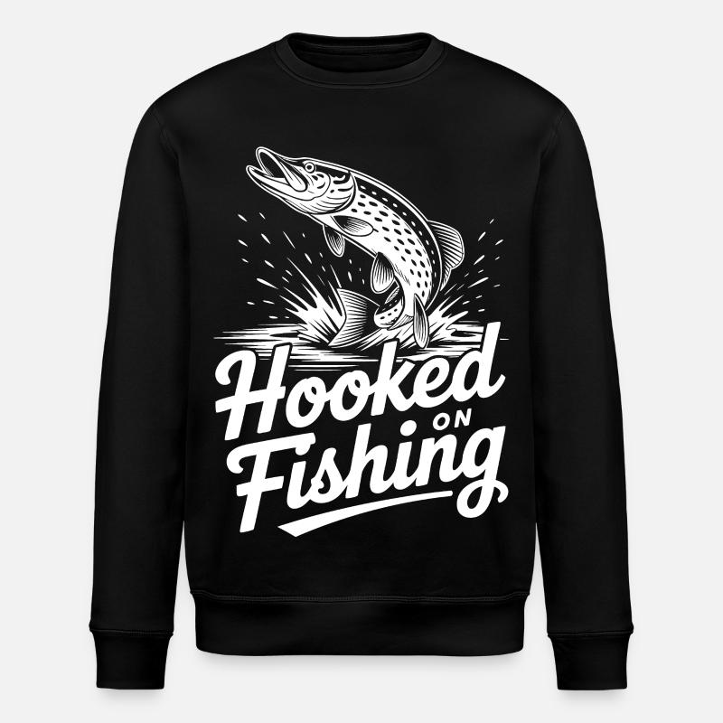 Hooked on Fishing - Stanley/Stella Unisex Bio-Sweatshirt ROLLER - Schwarz