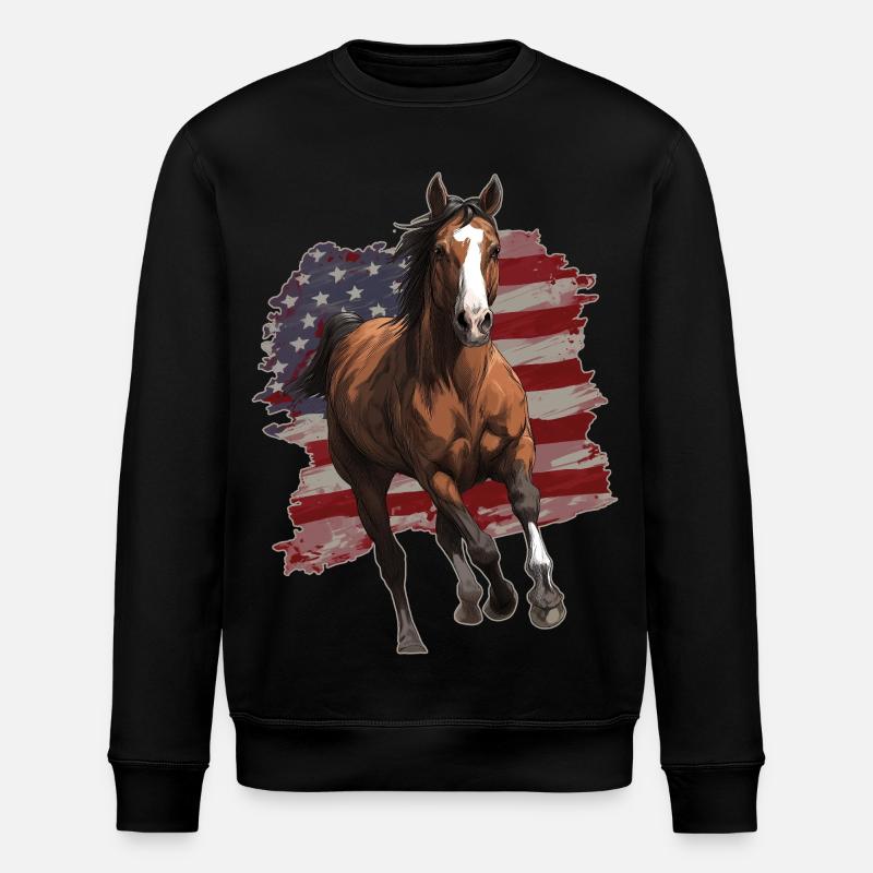Drapeau des États-Unis de cheval - Sweat bio ROLLER Stanley/Stella Unisexe - noir