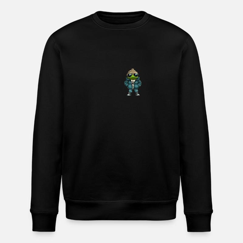 Frosch Winter Comic - Stanley/Stella Unisex Bio-Sweatshirt ROLLER - Schwarz