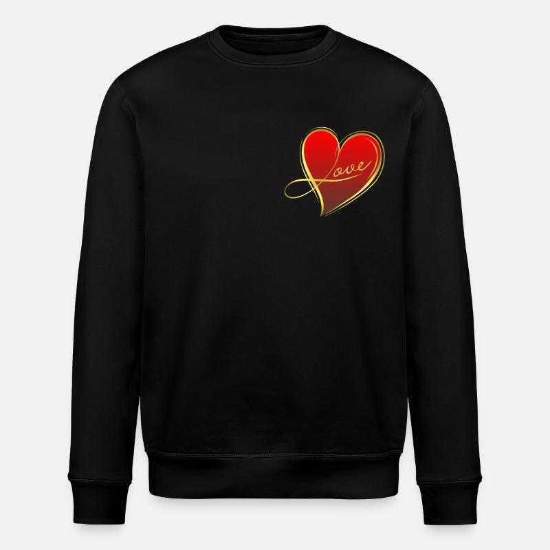 red heart - Stanley/Stella ROLLER Unisex Organic Sweatshirt - black