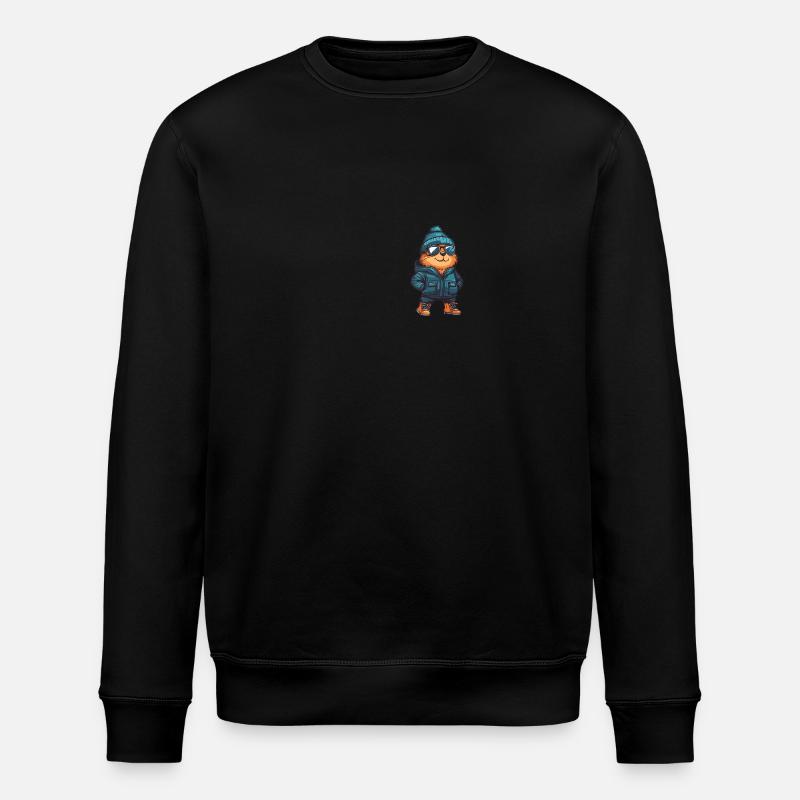 Biber Winter Comic - Stanley/Stella Unisex Bio-Sweatshirt ROLLER - Schwarz