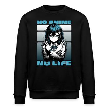 Anime Manga Fille // PAS D’ANIME - PAS DE VIE // AS002 - Sweat bio ROLLER Stanley/Stella Unisexe - noir - Devant - Nik (191cm)