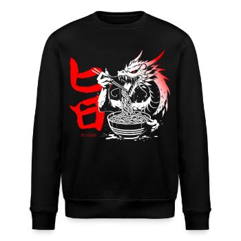 Anime Manga // Dragon Eats Ramen Soup // AS018 - Stanley/Stella ROLLER Unisex Organic Sweatshirt - black - Front - Nik (191cm)