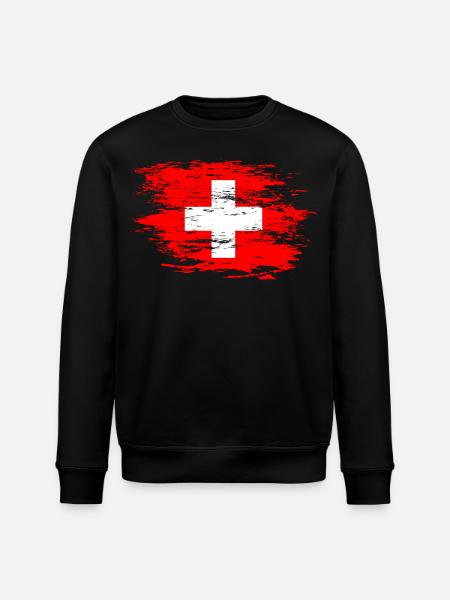 Switzerland flag used - Stanley/Stella ROLLER Unisex Organic Sweatshirt - black