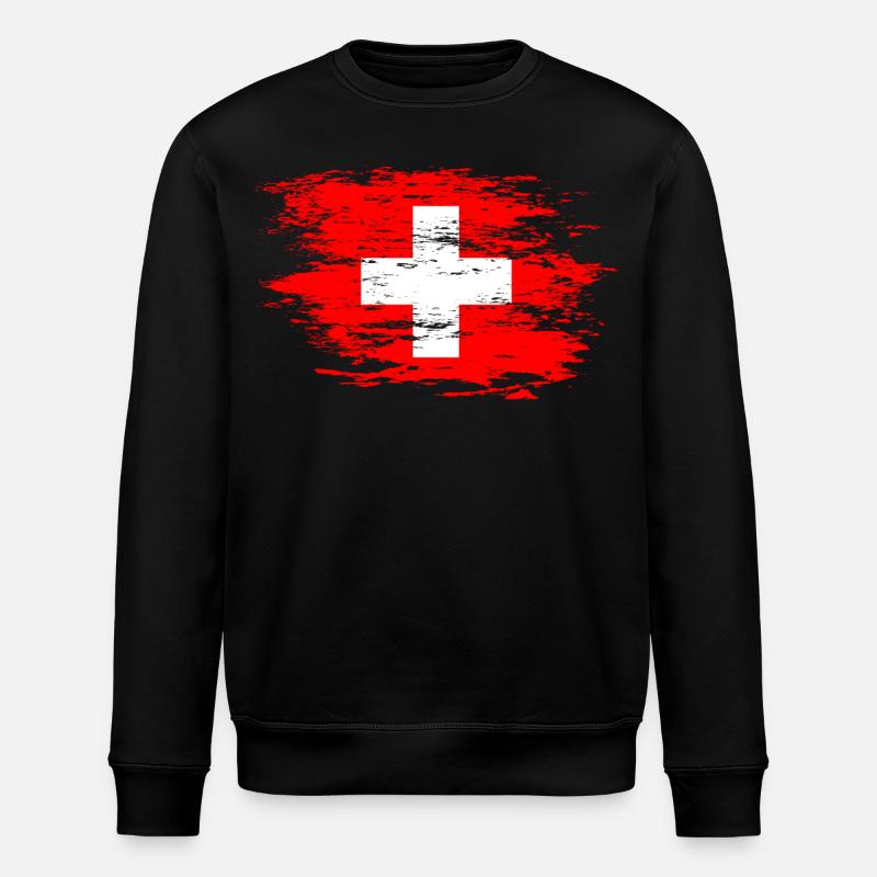 Drapeau suisse utilisé - Sweat bio ROLLER Stanley/Stella Unisexe - noir