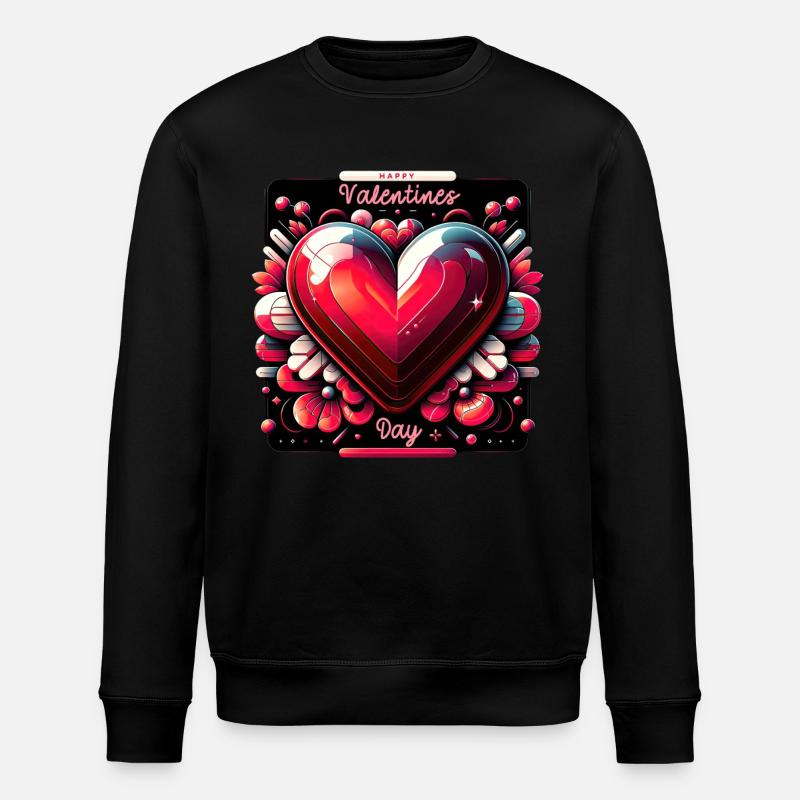 Valentins hjerte glans charme - Stanley/Stella økologisk unisex-sweatshirt ROLLER - sort