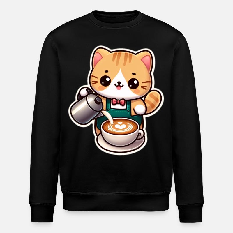 Kätzchen Barista - Stanley/Stella Unisex Bio-Sweatshirt ROLLER - Schwarz