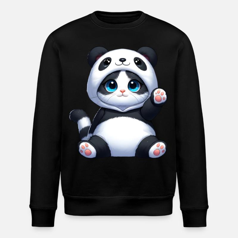 Katze im Panda-Kostüm - Stanley/Stella Unisex Bio-Sweatshirt ROLLER - Schwarz