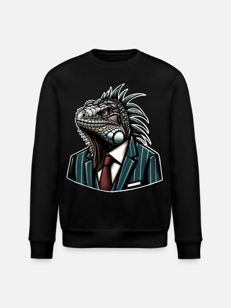 Iguana in a suit - Stanley/Stella ROLLER Unisex Organic Sweatshirt - black