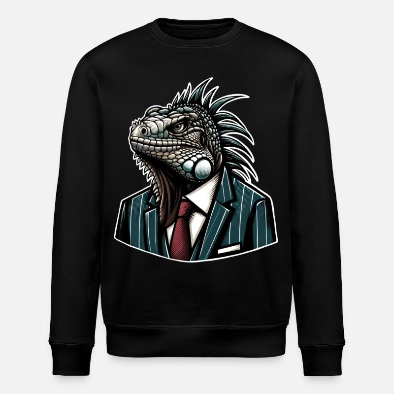 Iguana in a suit - Stanley/Stella ROLLER Unisex Organic Sweatshirt - black