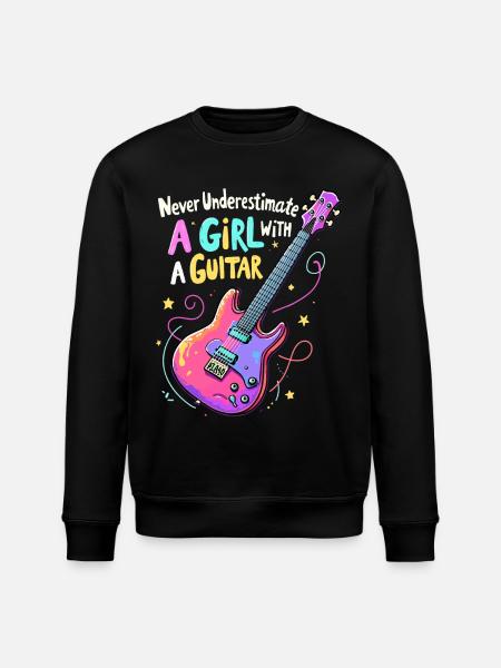Girl with Guitar Power - Stanley/Stella ROLLER Unisex Organic Sweatshirt - black