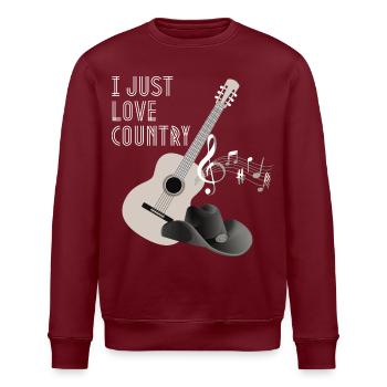 Country Music Spruch, Country Gitarre - Stanley/Stella Unisex Bio-Sweatshirt ROLLER - Burgunderrot - Vorne - Nik (191cm)