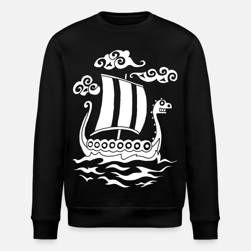 Funny white Drakkar - Stanley/Stella ROLLER Unisex Organic Sweatshirt - black