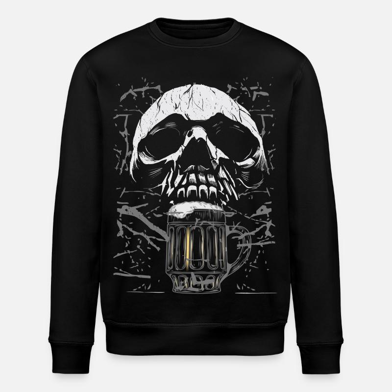 Chope à bière crâne gothique - Sweat bio ROLLER Stanley/Stella Unisexe - noir
