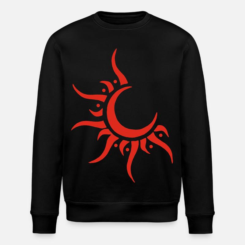 Rote Sonne und Mond - Stanley/Stella Unisex Bio-Sweatshirt ROLLER - Schwarz