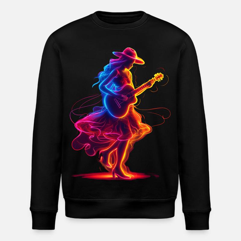 Gitarrist Mädchen Synthwave - Stanley/Stella Unisex Bio-Sweatshirt ROLLER - Schwarz