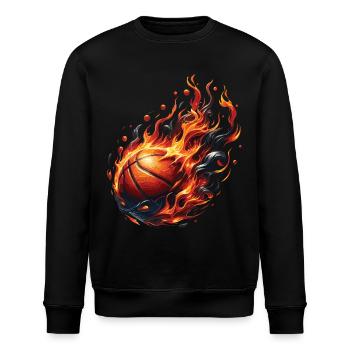 A basketball on fire - Stanley/Stella ROLLER Unisex Organic Sweatshirt - black - Front - Nik (191cm)