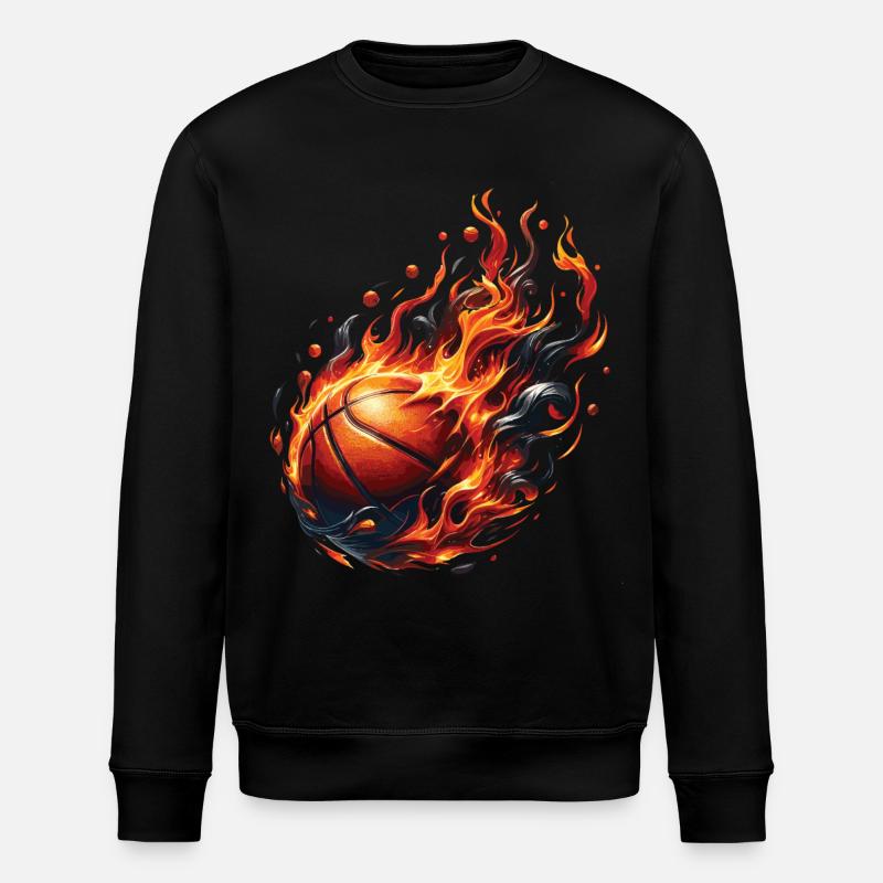 A basketball on fire - Stanley/Stella ROLLER Unisex Organic Sweatshirt - black