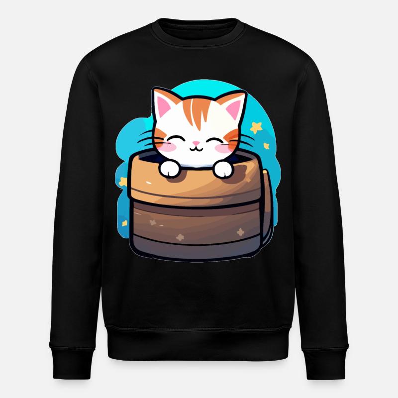 Chat mignon dans le panier - Sweat bio ROLLER Stanley/Stella Unisexe - noir