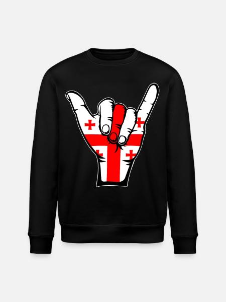 Georgia Flag Surfing Icon - Stanley/Stella ROLLER Unisex Organic Sweatshirt - black