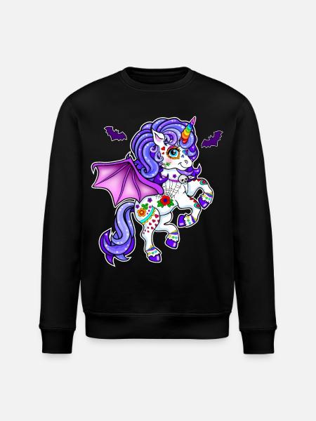 Einhorn Halloween Fledermaus - Stanley/Stella Unisex Bio-Sweatshirt ROLLER - Schwarz