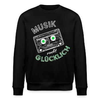 Musik macht glücklich - Kassette - Lachen - Stanley/Stella Unisex Bio-Sweatshirt ROLLER - Schwarz - Vorne - Nik (191cm)