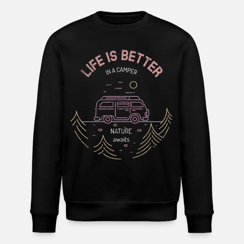 Camping Wohnwagen Campen - Stanley/Stella Unisex Bio-Sweatshirt ROLLER - Schwarz