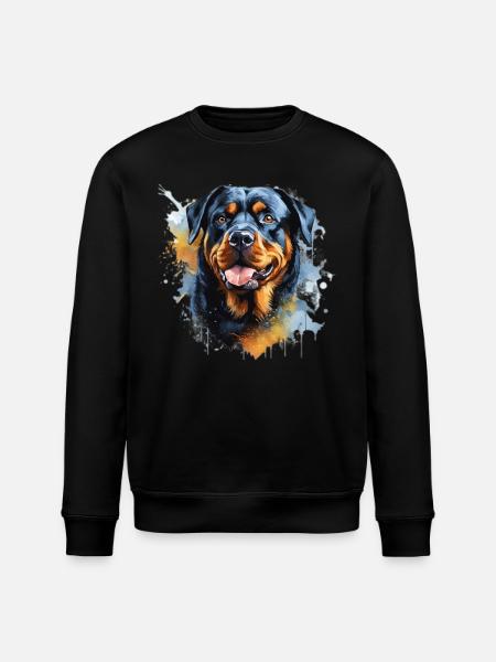 Vibrant Rottweiler Splash Art | Bold Dog Lover Pri - Stanley/Stella ROLLER Unisex Organic Sweatshirt - black